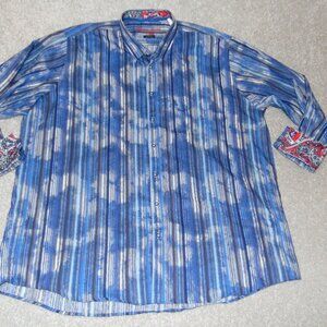 Luchiano Visconti Long Sleeve 4XLT Mens Shirt Cotton Striped Italy